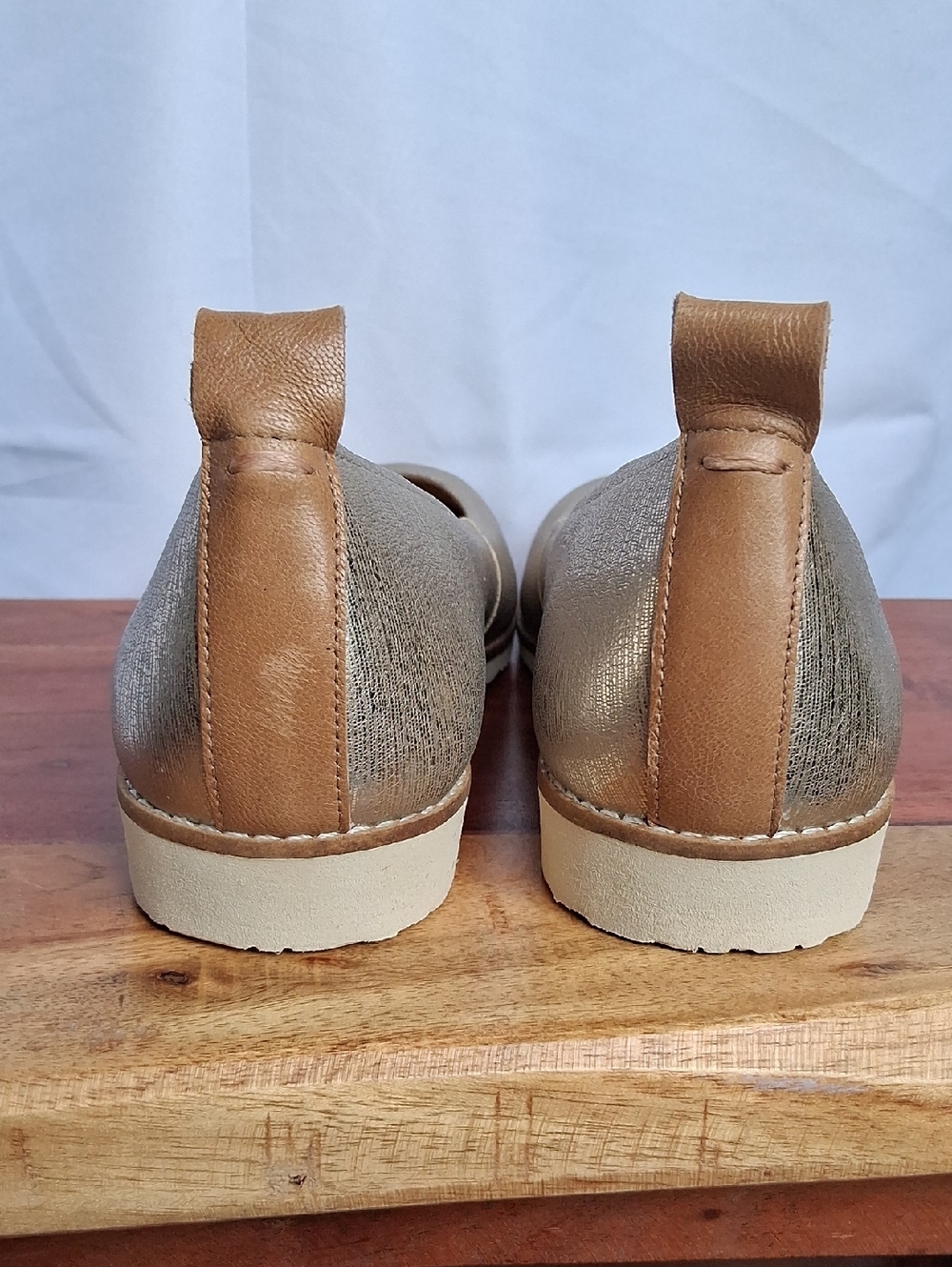 Brioso Metallic Gold Women's Ballet Flats with Cushioned Insole 7 - Picture 3 of 13